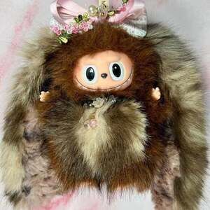 (60)Custom Handmade Labubu Plush Keychain with Magnetic Tail & Accessories